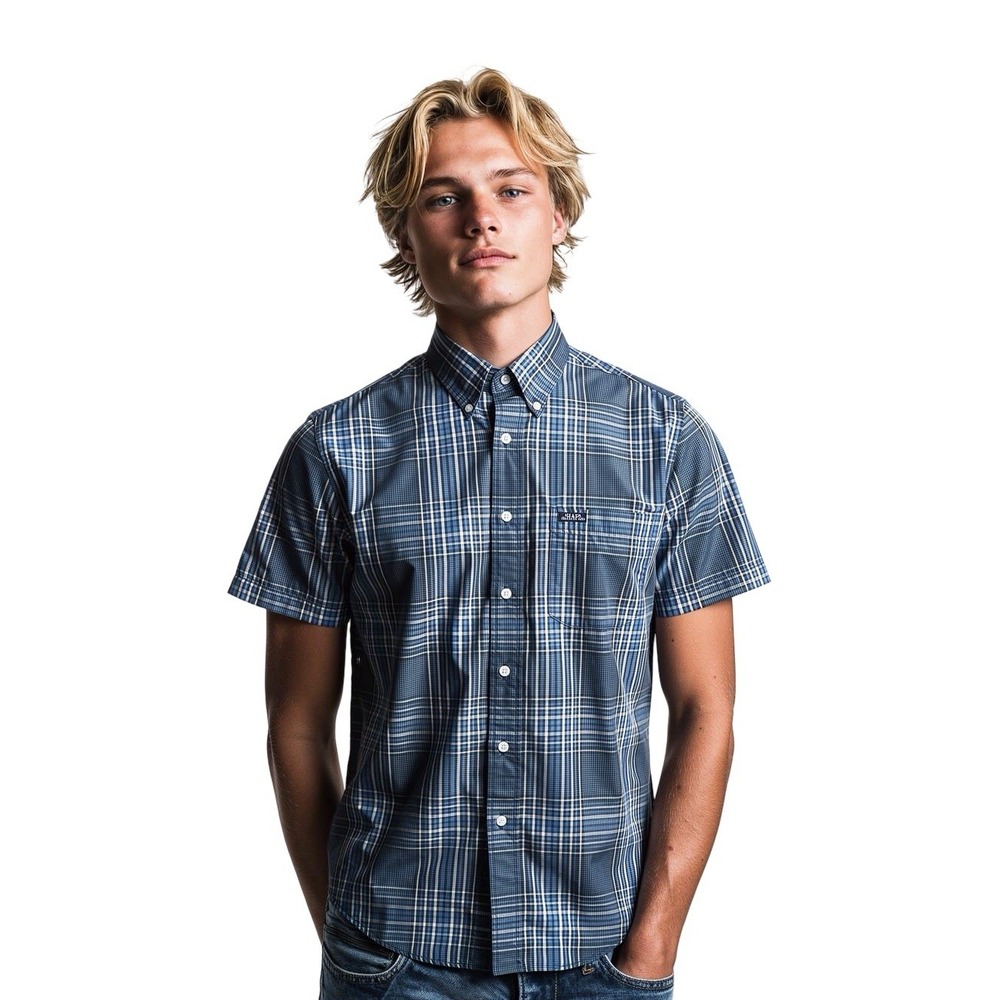 Vintage 90s Chaps Ralph Lauren Mens Shirt M Blue Plaid‎ Classic American Preppy